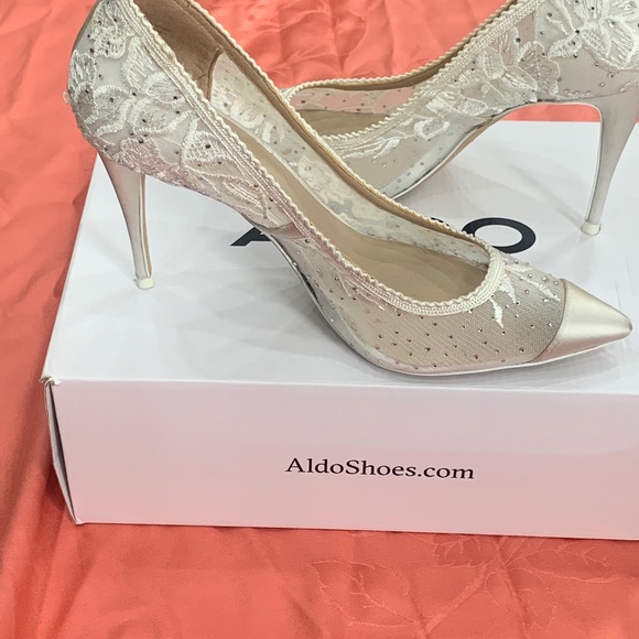 Aldo womens white lace and crystal heels - Picture 5 of 5